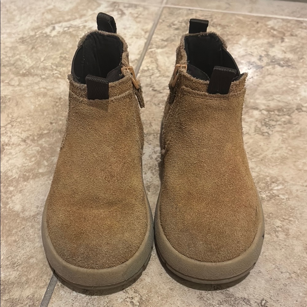 Zara Kids Tan Suede Ankle Boots Size 23/7